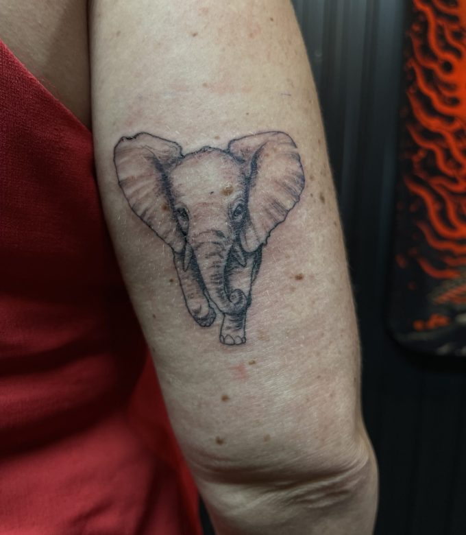Minimal elephant tattoo in Pattaya by Dragon King Tattoo