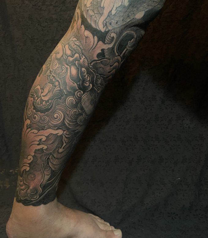 Japanese Irezumi Koi Leg Sleeve Side View Pattaya