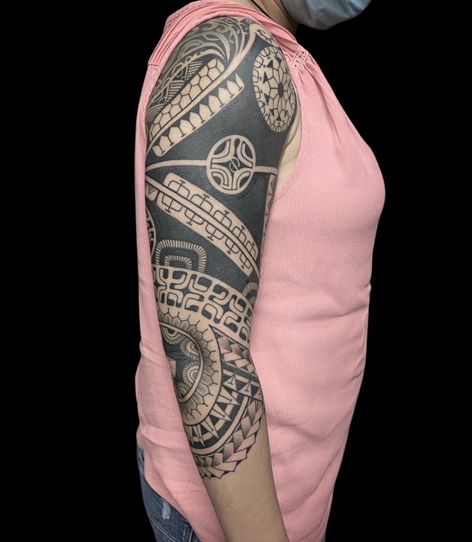 Polynesian Tribal Half Sleeve Tattoo Pattaya